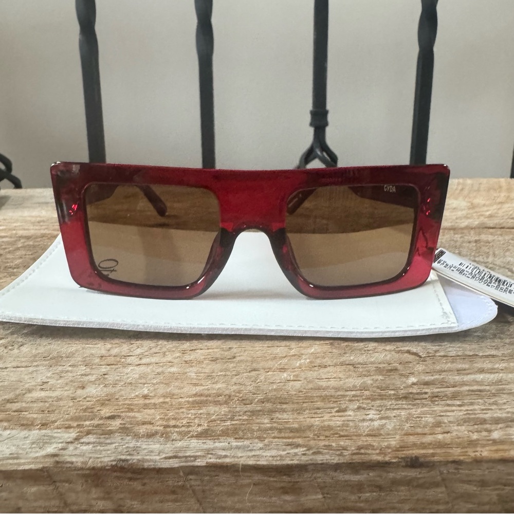 Otra Gyda Cherry Red Brown Cat 3 Chic Sunglasses NWT - Picture 2 of 7